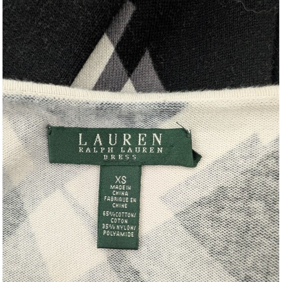 Lauren Ralph Lauren Geometric Black White Grey 3/4 Sleeve Fitted Sheath Dress XS - Picture 3 of 9